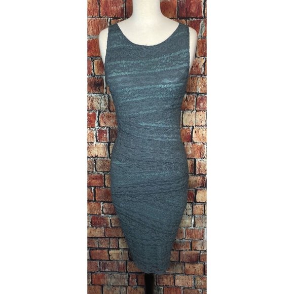 Anthropologie Bailey 44 Column Tiered Bodycon Lace Layer Small Dress Gray Green - Picture 1 of 6